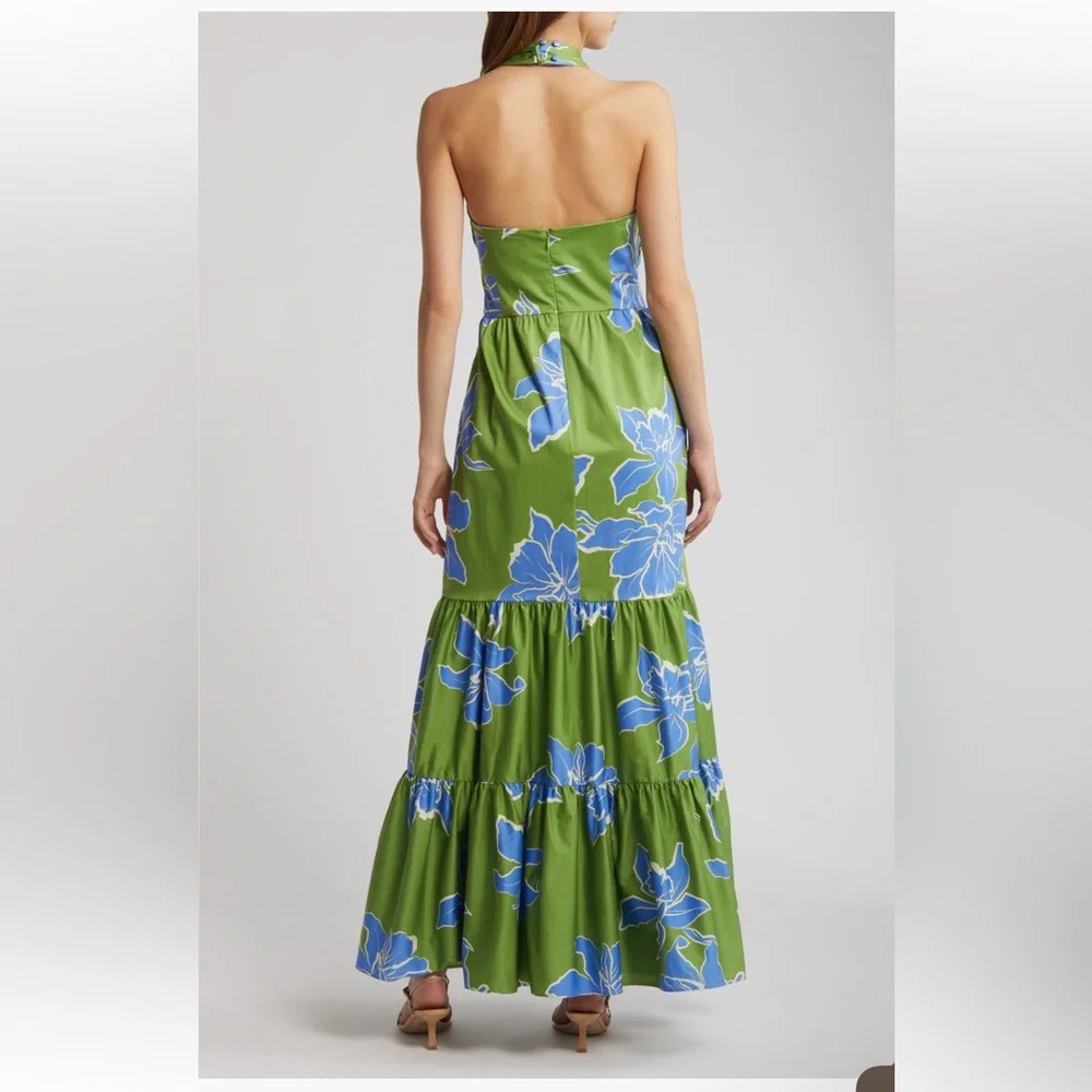 NWT Hutch Floral Stretch Cotton Halter Maxi Dress Size 16W - Picture 2 of 9